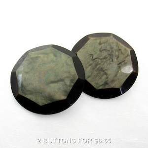 Marmorierte Grün- & Brauntöne: Große 1-5 / 8 &quot;(41 mm) mehrfarbige Knöpfe • 2er-Set Vintage New Old Stock Knöpfe