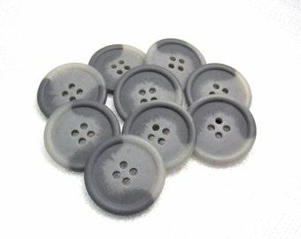 Dove Grays: 7/8" (22mm) Two-Tone Gray Buttons • Set of 9 Vintage New Old Stock Buttons