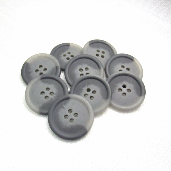 Dove Grays: 7/8" (22mm) Two-Tone Gray Buttons • Set of 9 Vintage New Old Stock Buttons