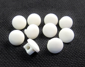 Tiny Dots: 5/16" (8mm) Matte White Buttons • Set of 10 Vintage New Old Stock Matching Buttons