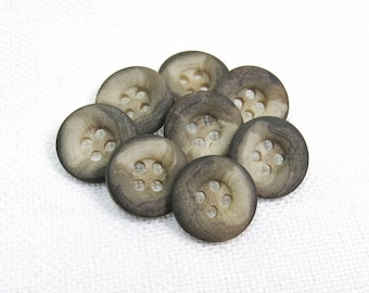 Taupe-Gray to Cream Marble: 5/8" (15mm) Neutral Toned Buttons • Set of 8 Vintage New Old Stock Buttons