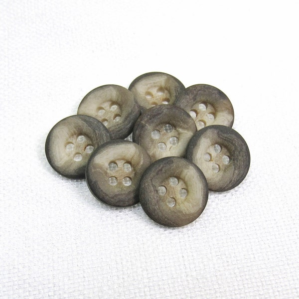 Taupe-Gray to Cream Marble: 5/8" (15mm) Neutral Toned Buttons • Set of 8 Vintage New Old Stock Buttons