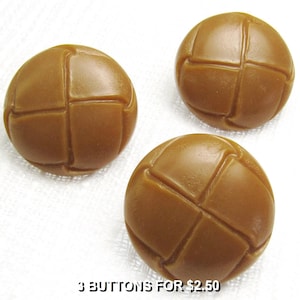 Karmelowy splot: 1" (25 mm) plastikowe guziki imitujące skórę • Zestaw 3 nowych/nieużywanych pasujących guzików