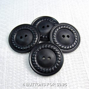 Midnight Blue: Large 1-1/16&quot; (27mm) Textured Buttons • Set of 4 Vintage New Old Stock Matching Buttons