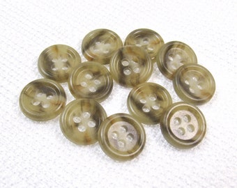 Hazel Auburn Marble: 7/16" (11mm) Buttons • Set of 12 Vintage New Old Stock Buttons