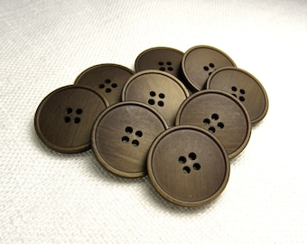 Deep Bronze Patina: 13/16" (21mm) Buttons • Set of 9 New / Unused Matching Plastic Buttons