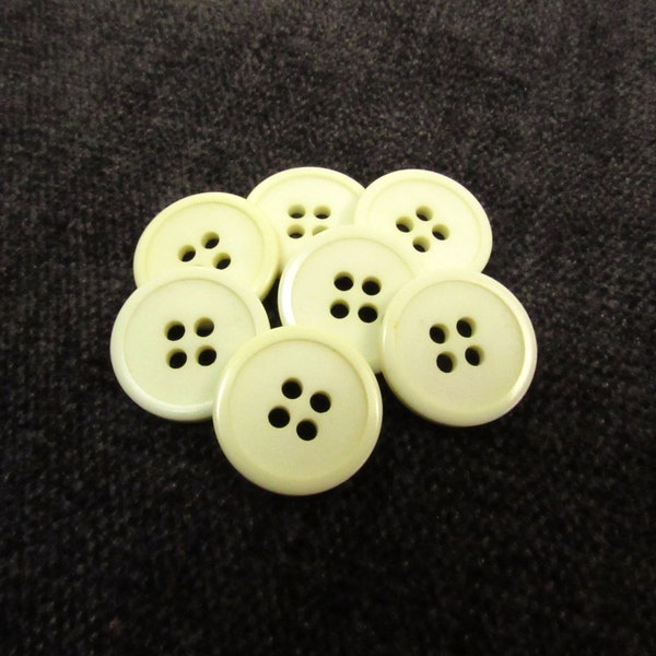 Basic Ivory: 3/4" (19mm) Simple Off-White Buttons • Set of 7 Vintage New Old Stock Matching Buttons