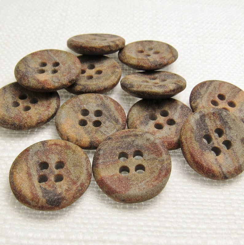 Rustic Earthtones: 5/8 15mm Marbled, Mixed Natural Color Buttons Set of 12 New / Unused Vintage Buttons image 3
