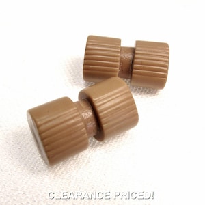 Caramel Toggles: 1/2" (13mm) x 7/8" (22mm) Tan Toggle-Style Buttons • Set of 2 Vintage Matching Buttons