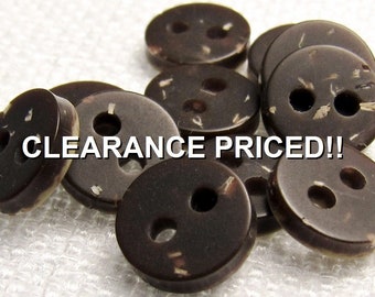 CLEARANCE! Tiny & Speckled: 5/16" (8mm) Dark Brown Buttons • Set of 11 Buttons