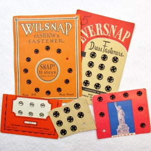 Snap It Up Destash Lot of Vintage Metal Snap Fastener Sets, Assorted Sizes and Styles 14 Full & Partial Cards, 108 Sets Total image 3