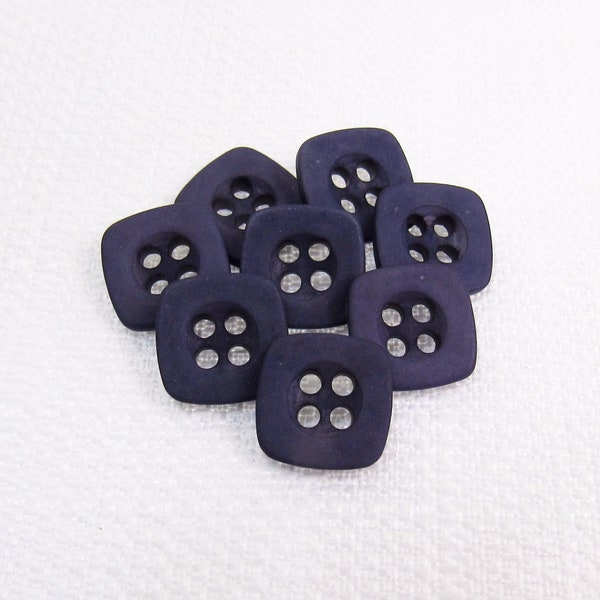 Purple Squares: 1/2" (13mm) Square Dark Purple Buttons • Set of 8 Vintage New Old Stock Matching Buttons