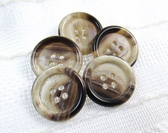 Earthy Variations: 13/16" (21mm) Dark Brown to Off-White Buttons • Set of 5 New / Unused Buttons