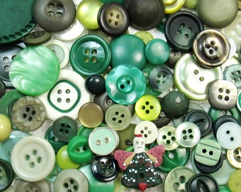 The Green Button Assortment: A Variety Mix of 125 Vintage to Contemporary Buttons ~ All Buttons Included As Shown