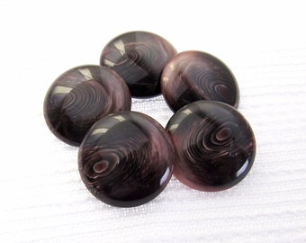 Super Shine, Super Smooth: 1" (25mm) Deep Burgundy Swirl Buttons • Set of 5 New / Unused Buttons
