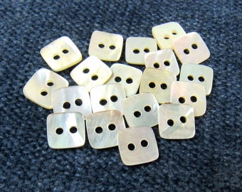 Pearl Squares: 5/16" (8mm) Agoya Shell Buttons • Set of 19 Buttons