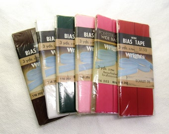 Wide Bias Tape Destash Time! 50/50 Poly/Cotton Wrights® Brand • Lot of 6 Packages ~ All Included As Shown