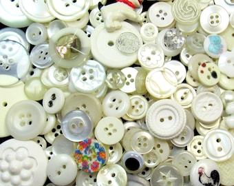 The White/Off-White Button Assortment: A Variety Mix of 275 Vintage to Contemporary Buttons ~ All Buttons Included As Shown