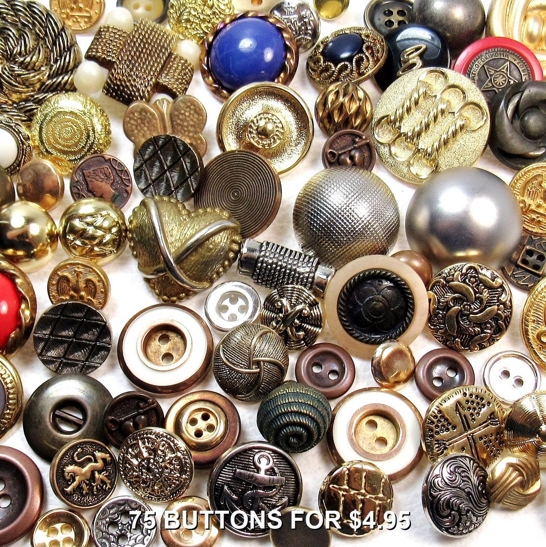 The Faux Metal / Metal-coated Plastic Button Assortment: A Variety Mix ...