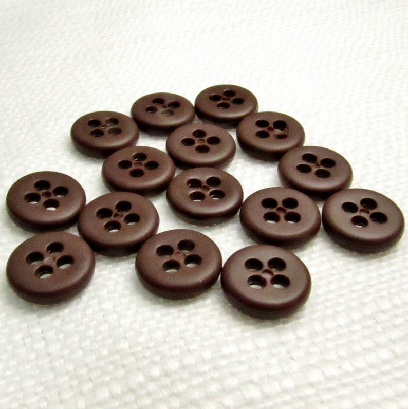 Bistro Coffee: 3/8 9mm Dark Brown Buttons Set of 15 Vintage New Old Stock Matching Buttons zdjęcie 3
