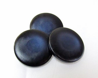 Sky Shadow: Large 1-5/16" (33mm) Radial Impressed, Deep Midnight Blue to Sky Blue Ombre Buttons • Set of 3 Vintage New Old Stock Buttons