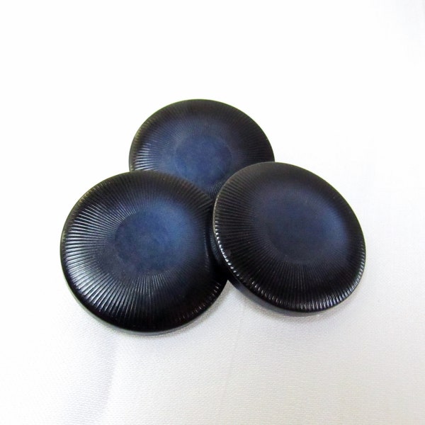 Sky Shadow: Large 1-5/16" (33mm) Radial Impressed, Deep Midnight Blue to Sky Blue Ombre Buttons • Set of 3 Vintage New Old Stock Buttons