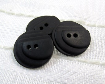 Matte Black Tiers: 7/8" (22mm) Buttons • Set of 3 New Old Stock Matching Buttons