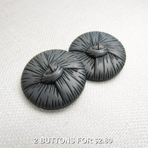 With a Top Knot: Large 1-1/8" (28mm) Silver-Blue Buttons • Set of 2 Matching Vintage Buttons