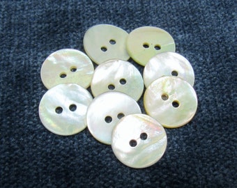 Iridescent Pearls: 5/8" Natural Agoya Shell Buttons - Set of 9 New / Unused Buttons
