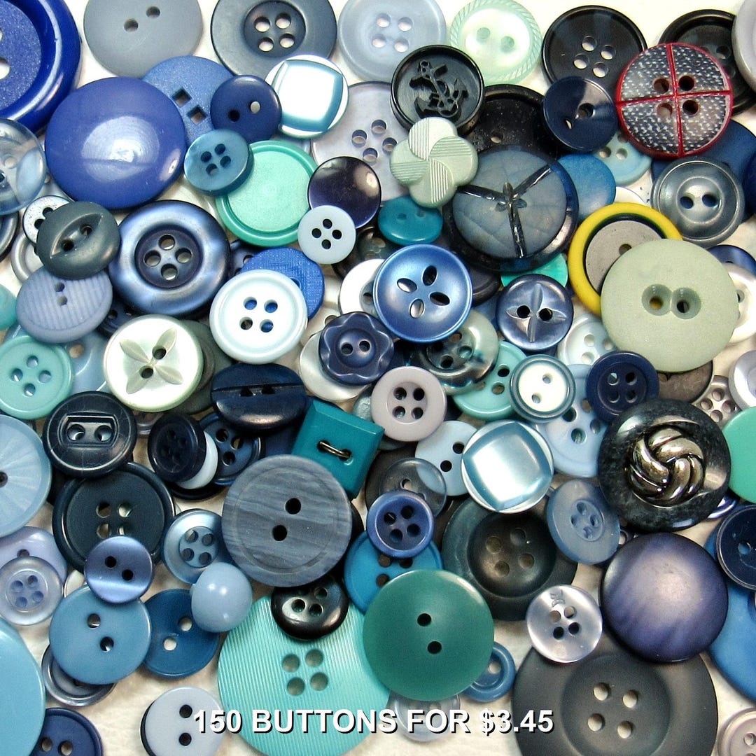 The Blue Button Assortment: A Variety Mix of 150 Vintage to ...