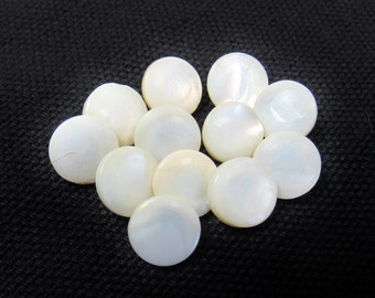 Pretty Little Pearls: 3/8" (9mm) Mother of Pearl "Dot" Buttons • Set of 12 Vintage New Old Stock Buttons