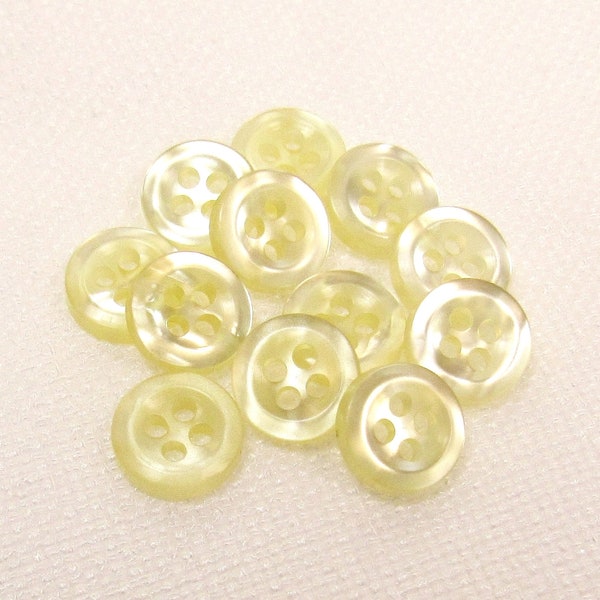 Pale Yellow Shimmer: 3/8" (9mm) Light Yellow Buttons • Set of 12 New / Unused Buttons