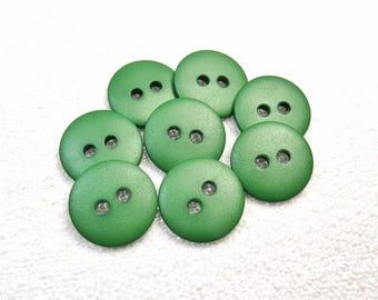 Satin-Matte: 9/16" (14mm) Medium Yellow-Green Buttons • Set of 8 New / Unused Matching Buttons