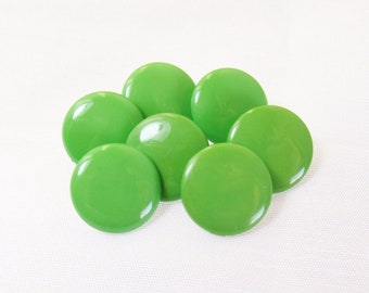 Green Apple Dots: 9/16" (14mm) Glossy Buttons • Set of 7 New Old Stock Matching Buttons
