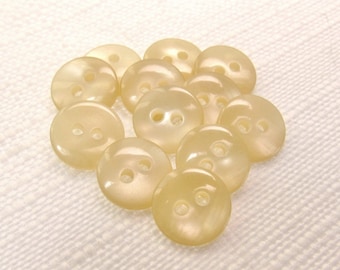 Parchment Glow: 7/16" (11mm) Pale Yellow-Tan Buttons • Set of 12 New / Unused Matching Buttons