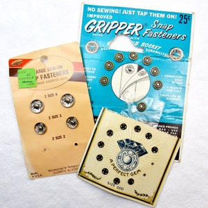 Snap It Up Destash Lot of Vintage Metal Snap Fastener Sets, Assorted Sizes and Styles 14 Full & Partial Cards, 108 Sets Total image 2