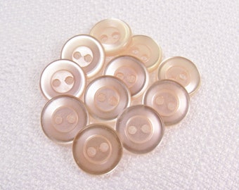 Palest Pink: 1/2" (13mm) Glossy Light Pink Buttons • Set of 11 Vintage New Old Stock Matching Buttons