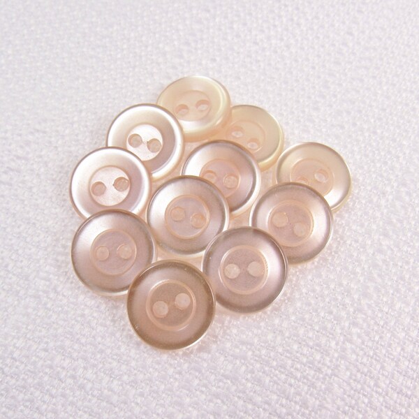 Palest Pink: 1/2" (13mm) Glossy Light Pink Buttons • Set of 11 Vintage New Old Stock Matching Buttons