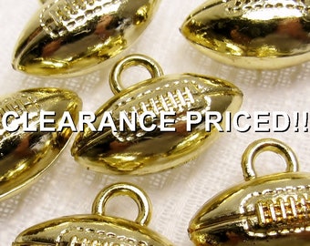 CLEARANCE! Golden Footballs: 1" (25mm) Metallic Plastic Buttons • Set of 6 New / Unused Matching Buttons / Beads