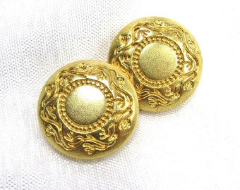 Bright Gold: 13/16" (21mm) Metal Buttons • Set of 2 New / Unused Matching Buttons