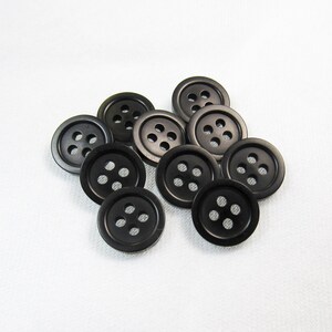 Basic Black: 7/16 11mm Semi-Glossy Buttons Set of 10 Vintage New Old Stock Matching Buttons image 1