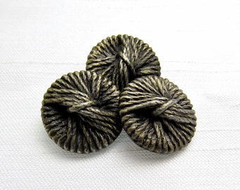 Antiqued Twists: 11/16" (18mm) Heavy Weight Metal Buttons • Set of 3 New Old Stock Matching Buttons
