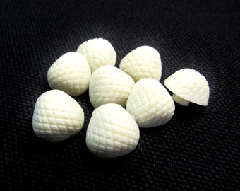 Triangle Domes: 1/2" (13mm) Textured Off-White Buttons • Set of 8 Vintage New Old Stock Matching Buttons