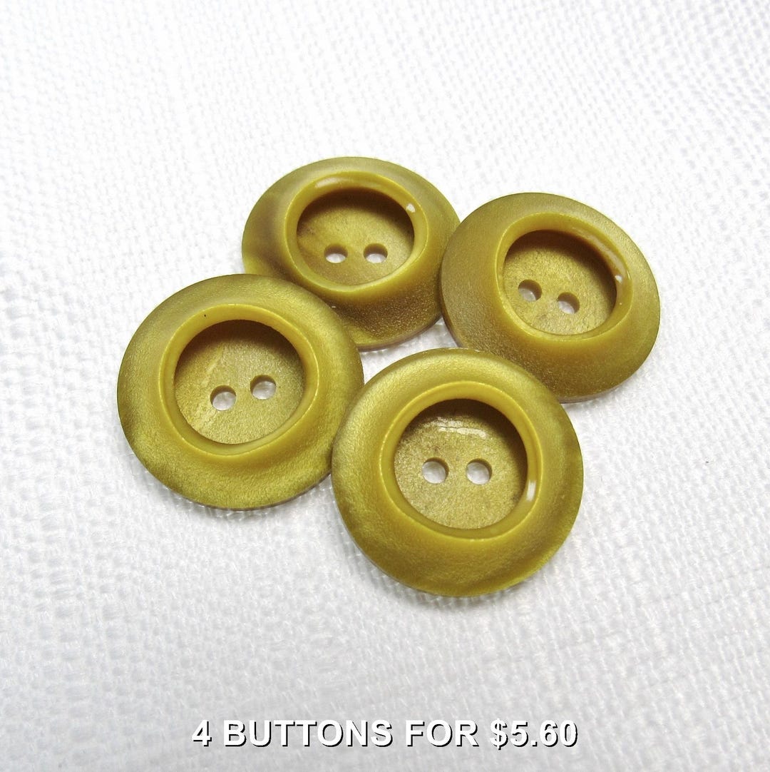 Raised Triangle: 3/4" (19mm) Golden Olive Buttons • Set of 4 Vintage ...