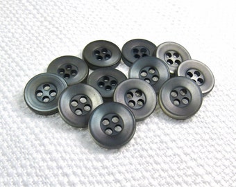 Classic Charcoal: 7/16" (11mm) Dark Gray Buttons • Set of 12 Vintage New Old Stock Matching Buttons