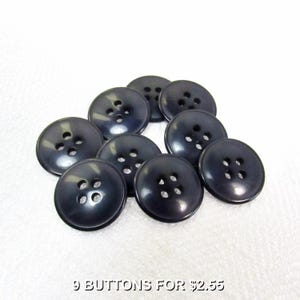 Dark Blue Shine: 3/4&quot; (19mm) Midnight Blue Buttons • Set of 9 New Old Stock Matching Buttons