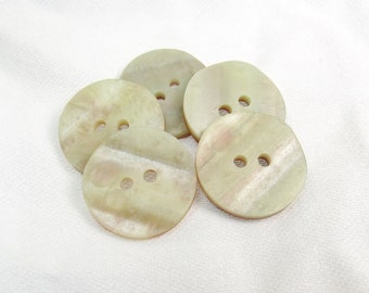 Perfectly Imperfect: 11/16" (18mm) Off-White Imitation Shell Buttons • Set of 5 New Old Stock Buttons