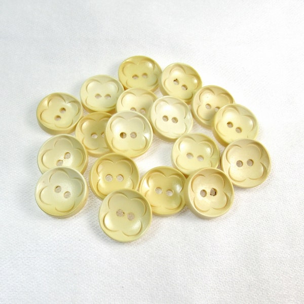 Pale Yellow Variations: 9/16" (14mm) Ivory-to-Butter Yellow Buttons • Set of 18 Vintage New Old Stock Buttons