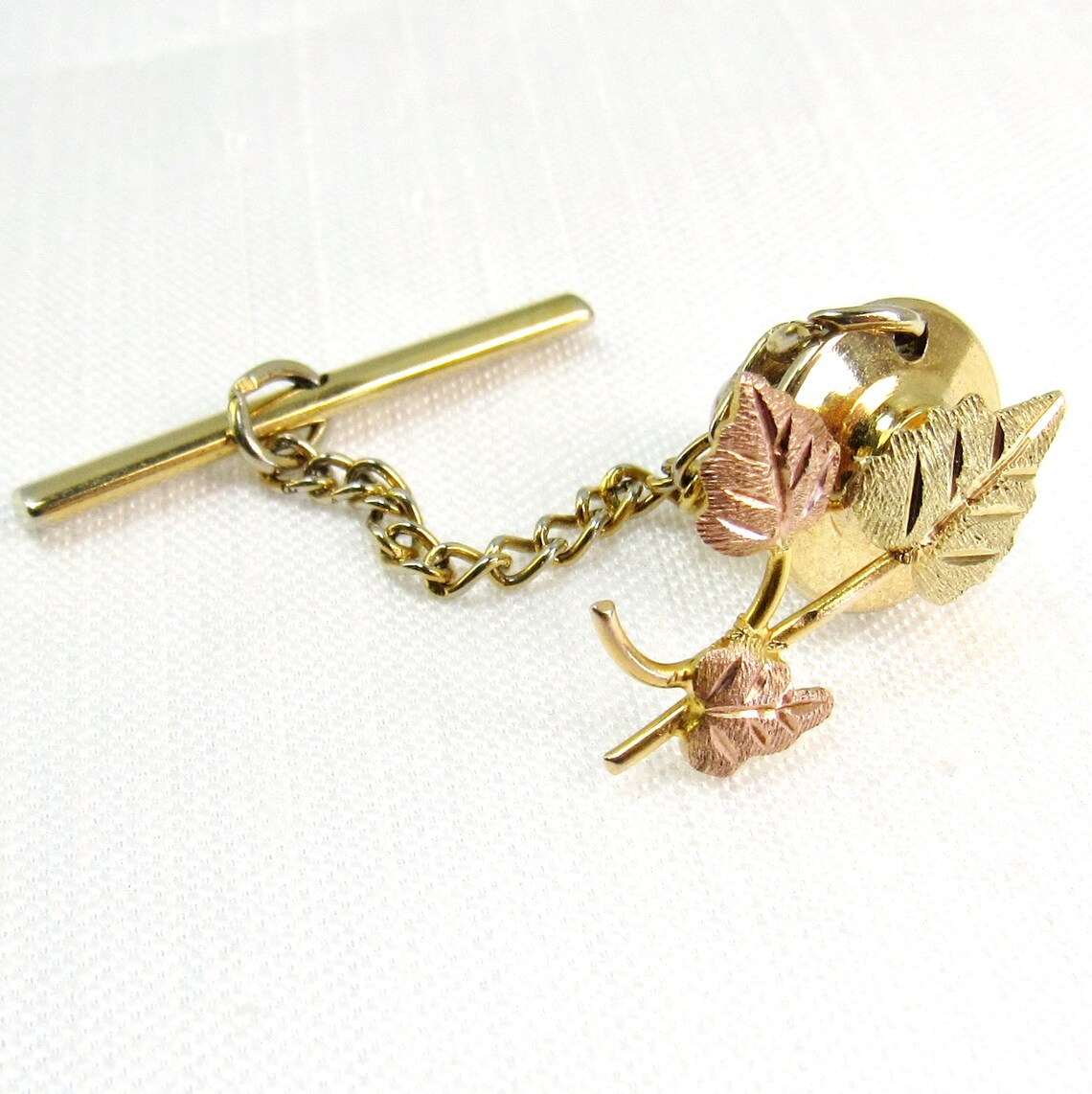 Black Hills Gold Tie Tack Landstrom's 10k Rose and Yellow Etsy