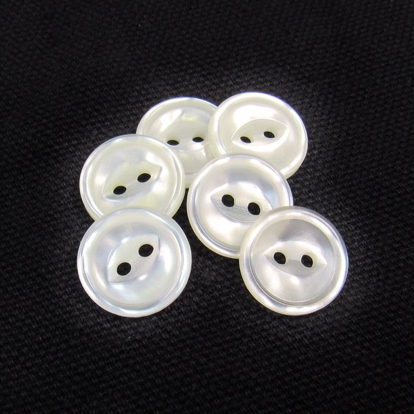 Ice Shimmer: 9/16" (14mm) Luminous White Buttons • Set of 6 New / Unused Buttons